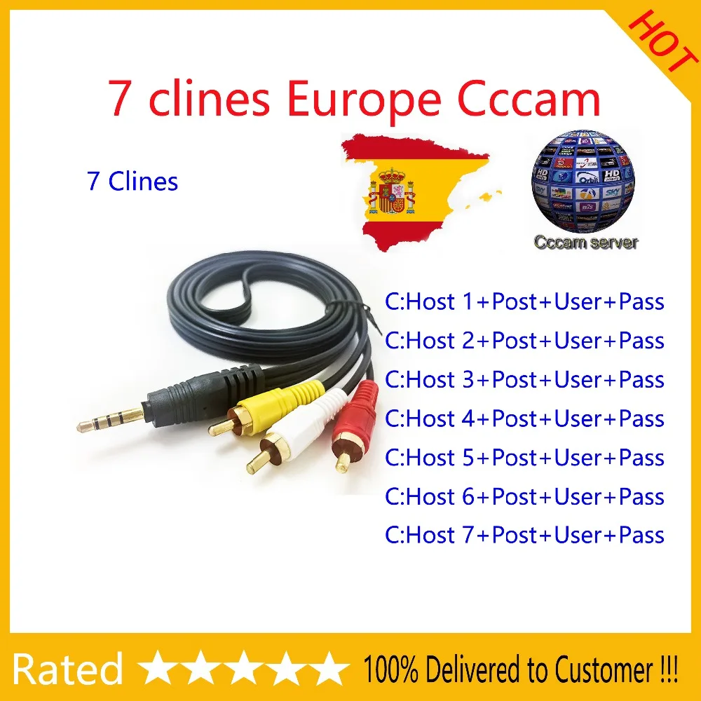 Cccam 7Cline 1 год Европейский сервер 7 линий HD Италия Испания арабский Cline для Freesat V8