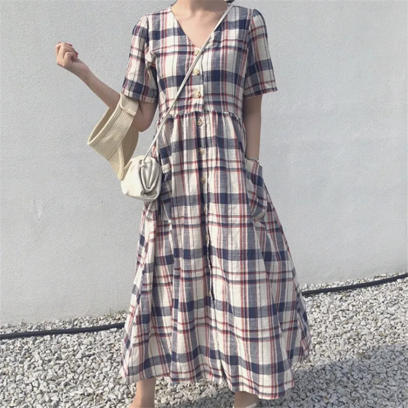 2019 корейское Полосатое винтажное платье рубашка женское весна осень