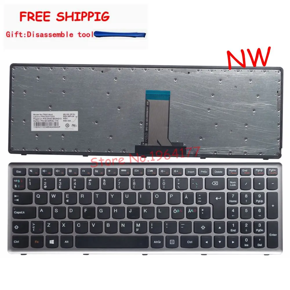 Клавиатура NW для Lenovo Ideapad Z710 U510 серебряная рамка ноутбука|Клавиатуры замены| |