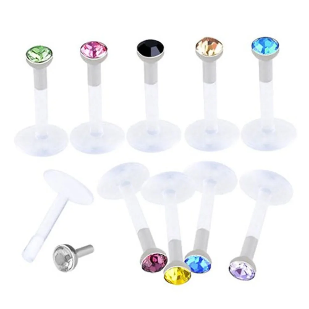 Новые 5 шт. УФ шпильки для губ драгоценный камень Bioflex UV Labret Акриловые Украшения