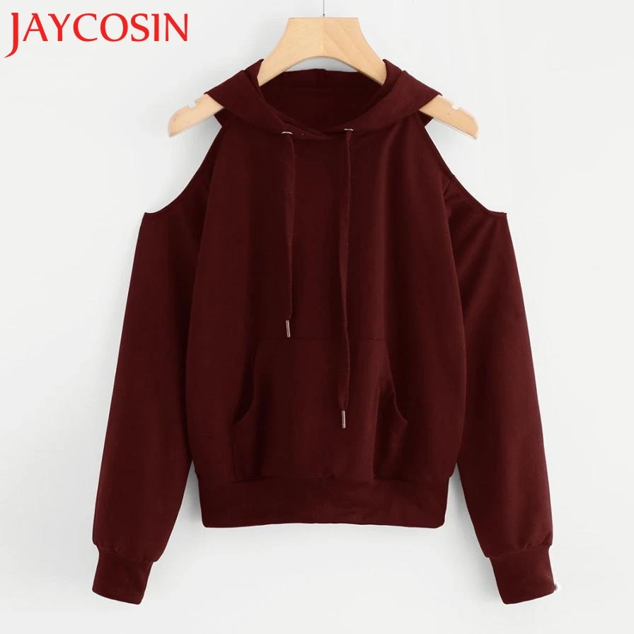 JAYCOSIN 2018 женский однотонный Повседневный свитер с длинными рукавами и открытыми