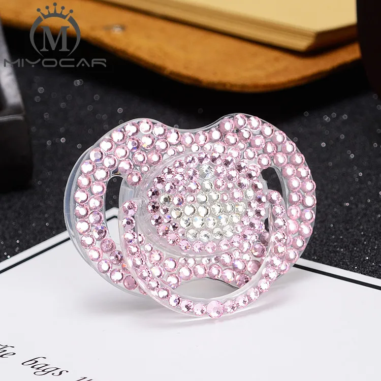 

MIYOCAR bling pink rhinestone with white bling crown pacifier dummy beautiful and unique design gift for baby
