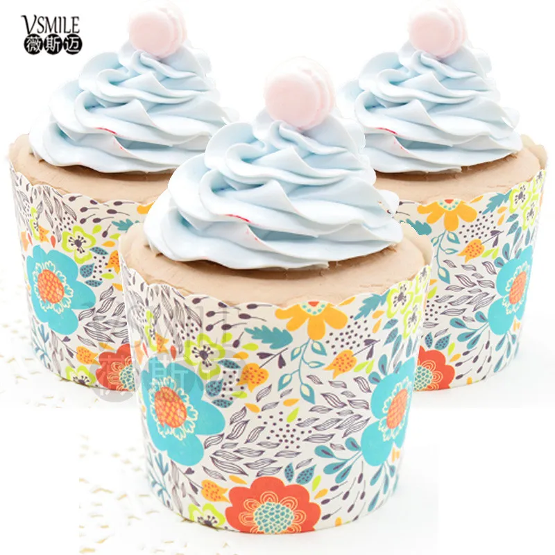 100 шт. синий кит морская рыба цветы кролики утка кекс лайнеры бумага чашка для