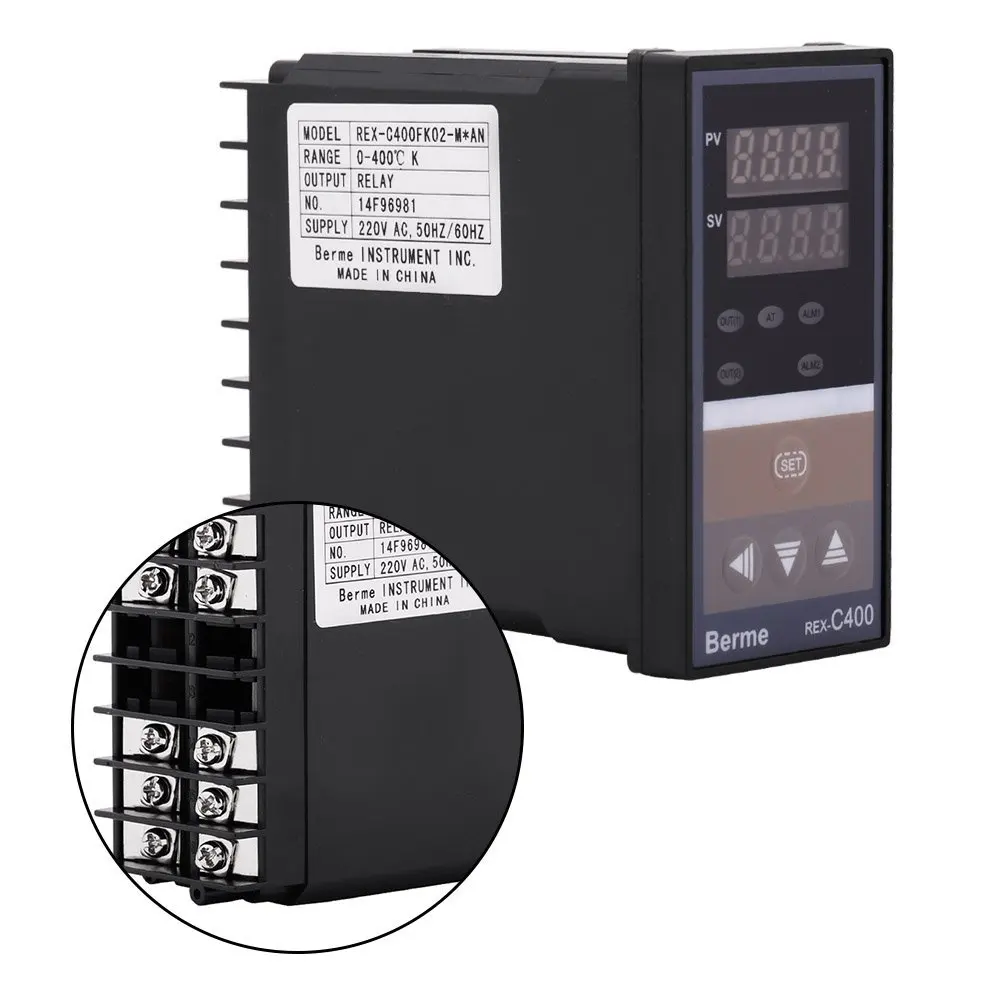Digital RKC PID Temperature Controller Thermostat REX-C400 (SSR Output)+K type thermocouple+Max 40A SSR relay free shipping | Инструменты