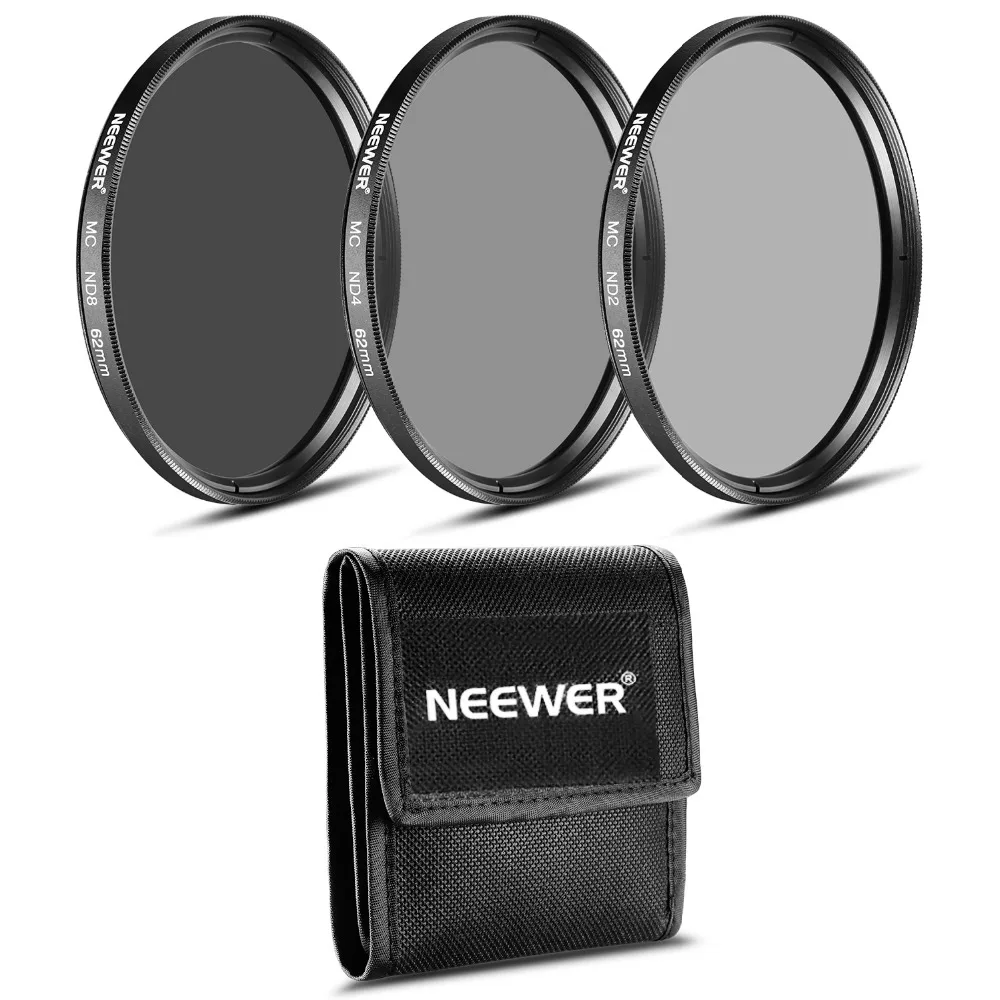 Neewer 62 мм набор фильтров для фотосъемки (ND2 ND4 ND8)+ салфетка очистки камер PENTAX DSLR с 18