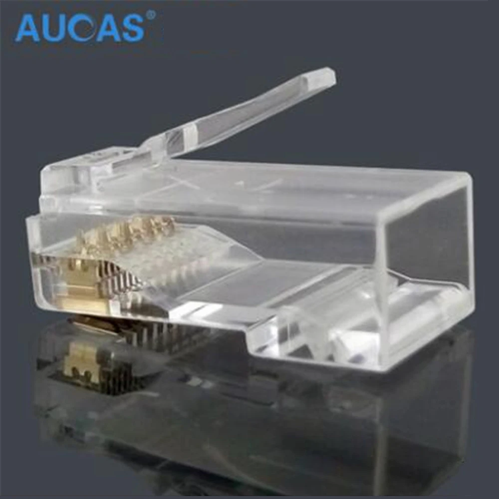 Фото Aucas высокоскоростной 50 шт. Rj45 CAT6 UTP позолоченный штекер 8P8C для подключения компьютерного сетевого кабеля модульный комплект 100% Fluke Бесплатна... №3
