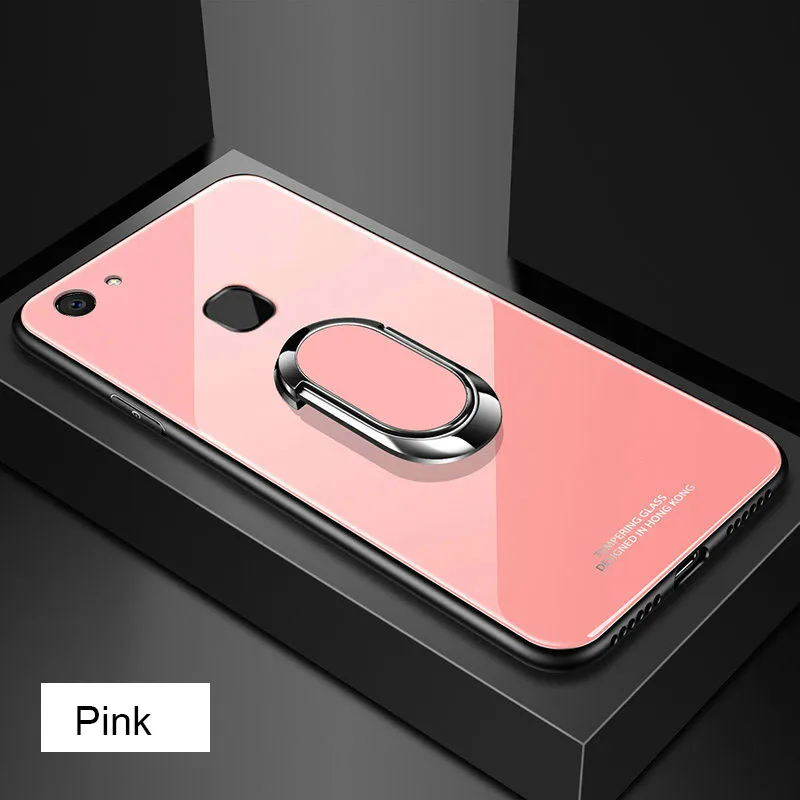 Pink Закаленное Стекло чехол с магнитным кронштейном для Vivo V15 Pro V11 V11i V9 Y85 V7 плюс V5 V5S Y79 Y75 Y71 Y81 Y91 Y93 Y95 Y97 крышка чехол - Цвет: Pink