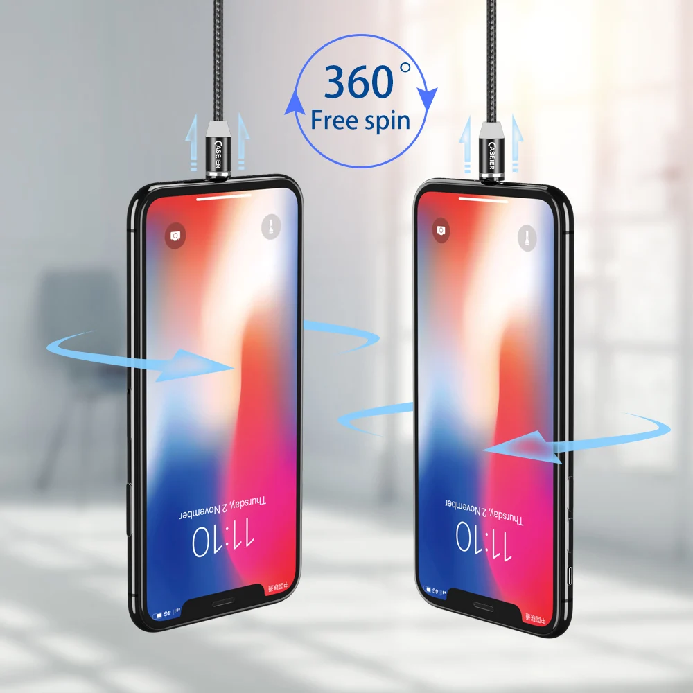 CASEIER Micro USB зарядный кабель для iPhone X XR XS Max 8 7 6 6s Plus 1 м 3 в Магнитный Samsung S9 S8 LED Kabel |
