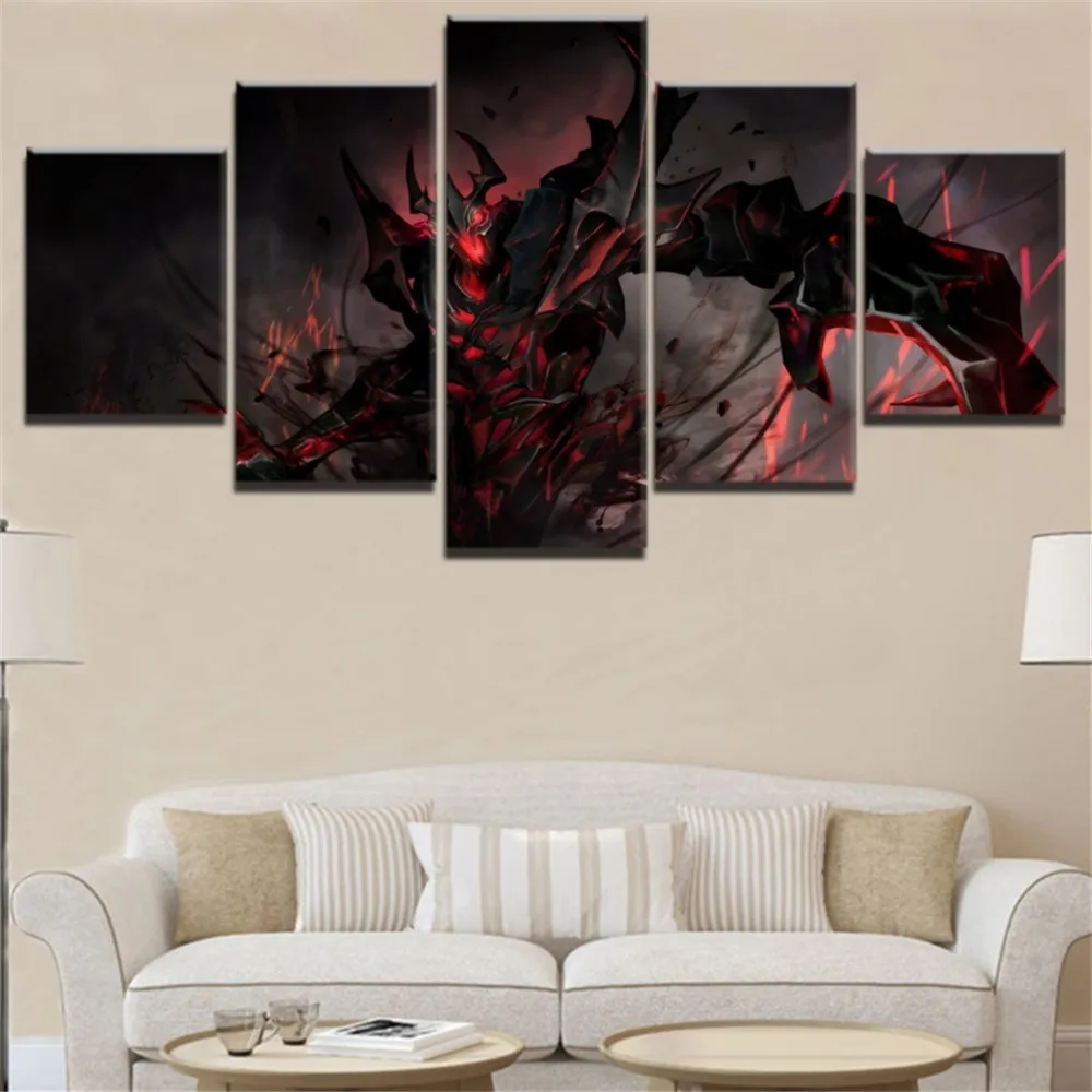 DotA 2 Shadow Fiend Game 5P Paintings Print on Canvas HD Abstract Painting Office Wall Art Home Decor Pictures | Дом и сад