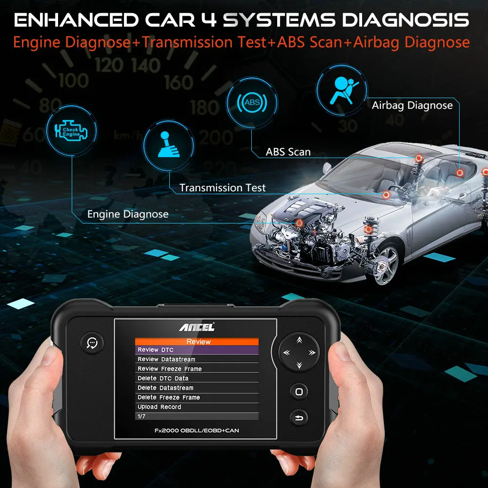 ANCEL FX2000 OBDII Automotive Scanner ENG TCM ABS SRS Engine Code Reader Multi Languages OBD2 EOBD Diagnostic Tool Free upgrade |
