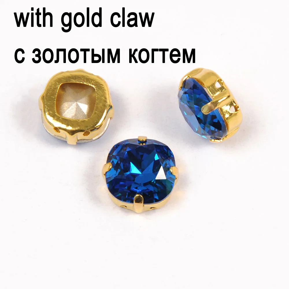 crystal with gold 4470 Подушка SW 243 Синие стразы кабошон модный хрустальный камень драгоценный камень граненый камень для драгоценных камней одежды - Цвет: crystal with gold