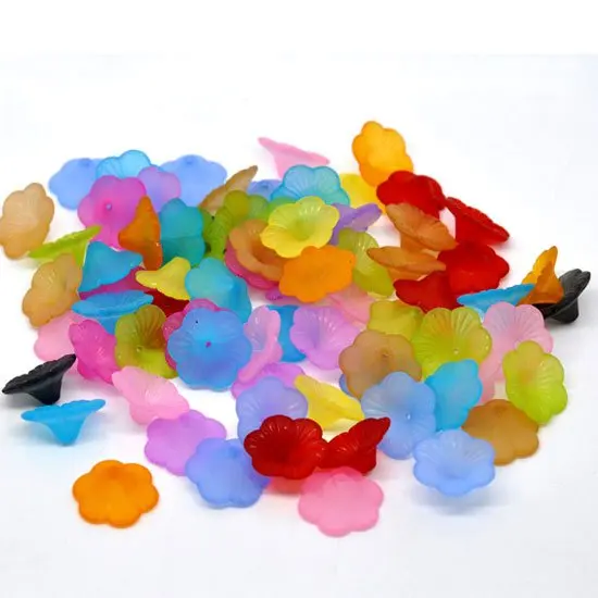 Лучшее качество 100 шт случайный смешанный цветок лилии Матовые акриловые бусины