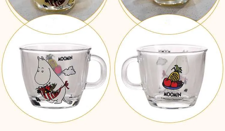 Moomin Новая мода мультфильм посуда для напитков младенцев стеклянный водный напиток Стакан Кружка прозрачная стеклянная ручка 210 мл стеклянная чашка безопасная Милая кружка