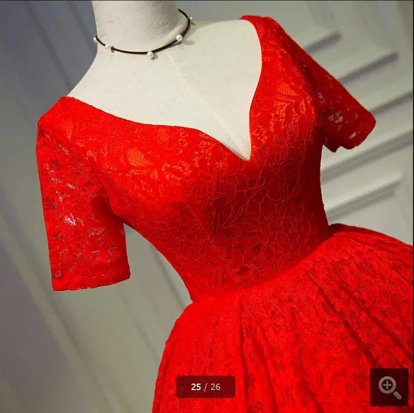 Vestido De Noiva Новое поступление Красное Кружевное бальное платье свадебное с