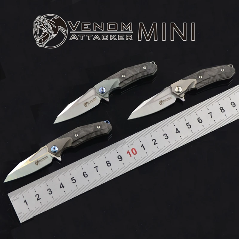 Мини нож Кевин Веном складной с шарикоподшипником титановый M390steel для ключей из