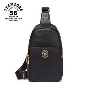 Teemzone, Золотая змеиная серия, Новая Мужская поясная нагрудная сумка, сумка из натуральной воловьей кожи, нагрудная сумка для мужчин, прочный портфель, T8003