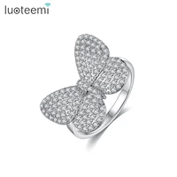 luoteemi small butterfly ring for women for party dating luxury cz exquisite adjustable cute famale anillos mujer christmas gift