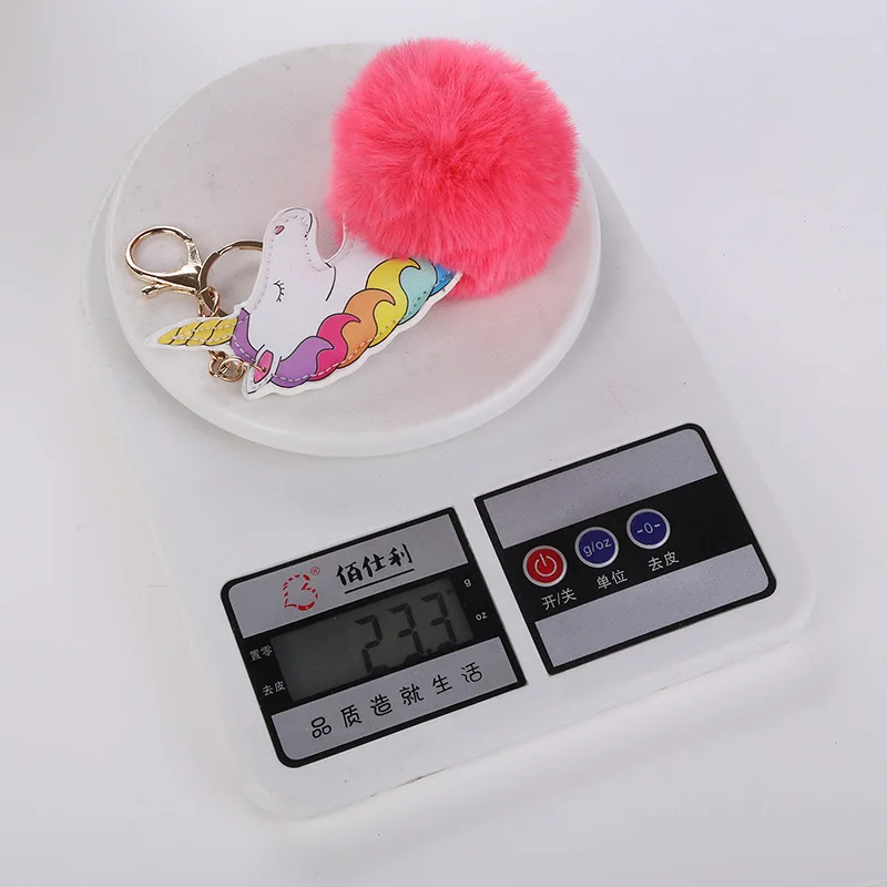 Unicorn Keychain Sleutelhanger Pom Leather Pompom Bag Charm Llavero Pompon Brelok Do Kluczy Trinket Women Car Cute Key Chain | Украшения и