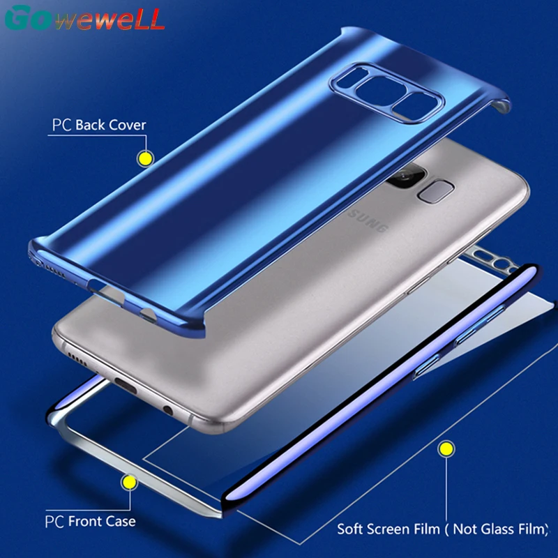 GOWEWELL Luxury Laser Plating 360 Phone Case for Samsung galaxy S8 S9 Plus Galaxy S7 Edge Note 8 duo Back Cover Full Film |