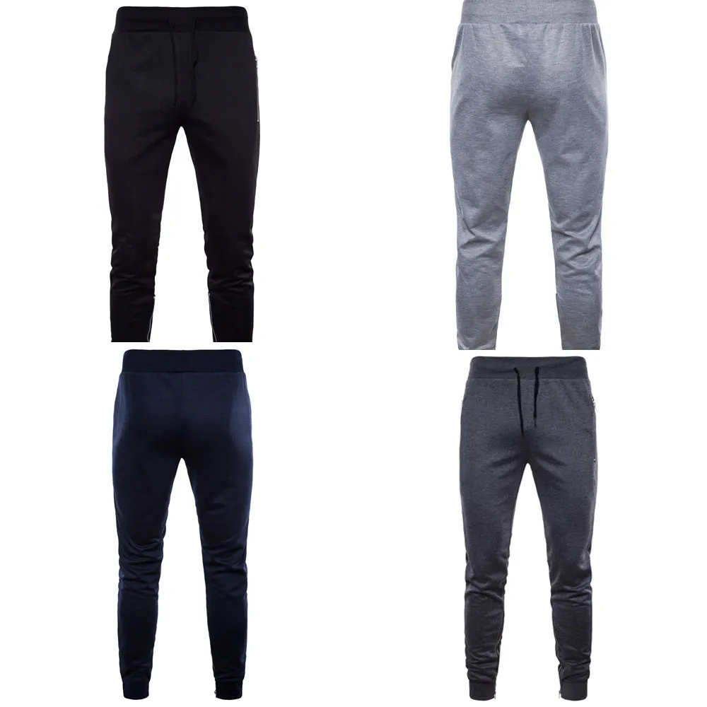 Мужские брюки повседневные Модные с молнией на боку спортивные большого размера