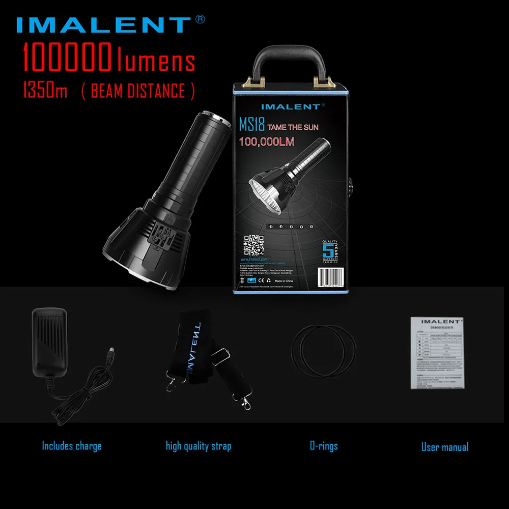 IMALENT MS18 мощный фонарик яркий 100000 люмен Перезаряжаемые с Cree XHP70.2 светодиоды