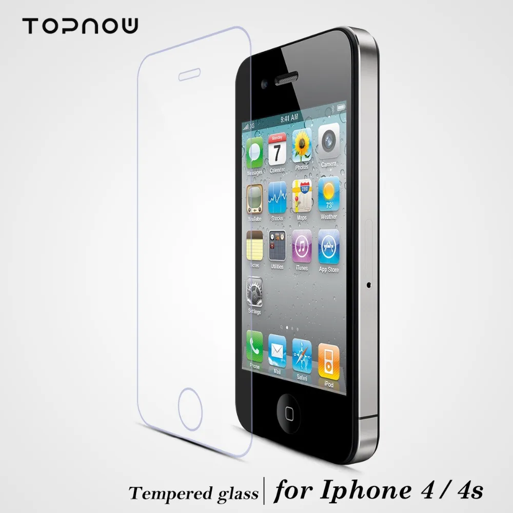 Original Topnow HD Toughened Protective 9H 2.5D Tempered Glass Phone Screen Protector Film For iPhone 4 4s +Cleaning Kit | Мобильные