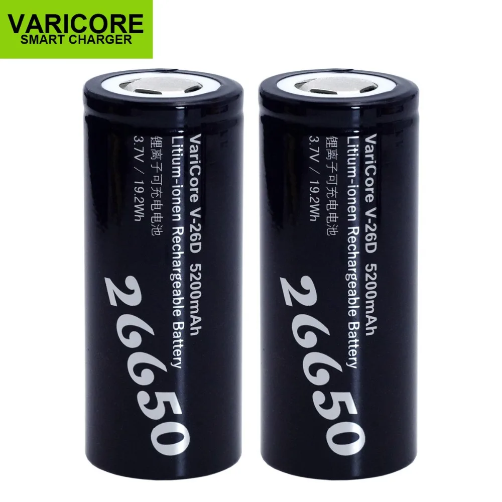 VariCore-Batería de iones de litio 26650, 3,7 V, 5200mA, descargador de V-26D, 20A, para herramientas eléctricas de linterna, 1-6 Uds.