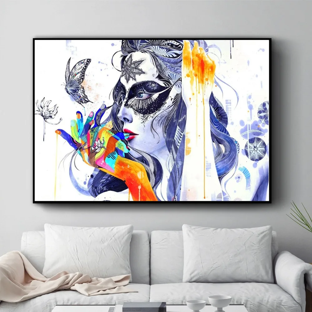 Psychedelic абстрактные женские лица холст печать Современная живопись плакаты