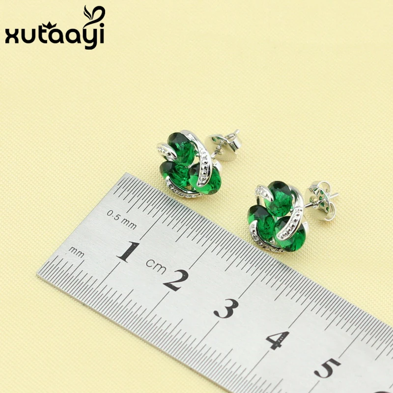 Блестящие Серебряные женские модные Ювелирные наборы для здоровья серьги