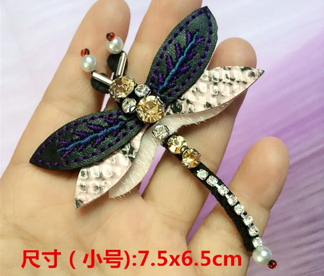 Стрекоза пчела Стразы бисером блестки патч винтажная вышитая ткань аппликации