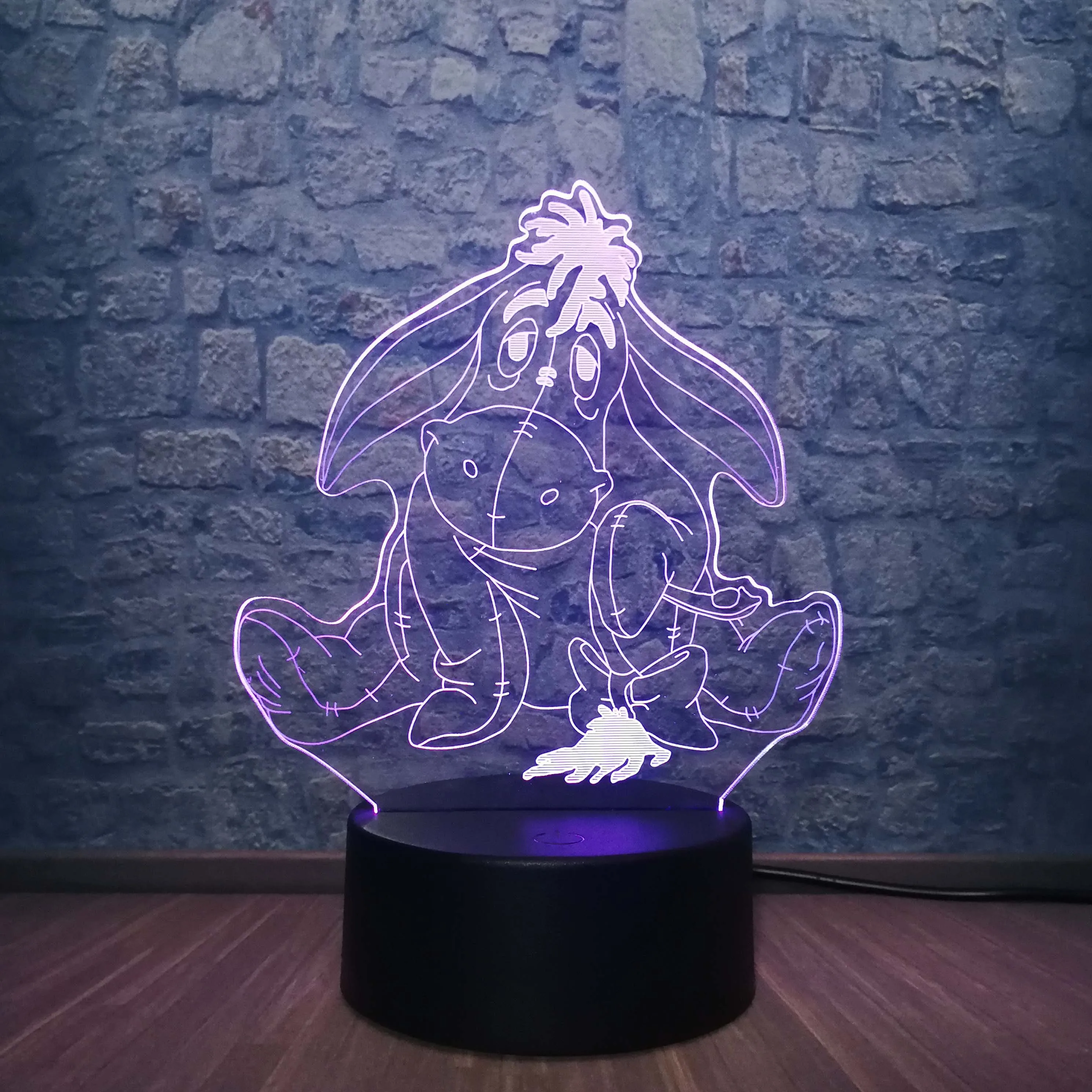 Микки Минни Маус Eeyore 3D светодиодный ночной Светильник для девочек спальный
