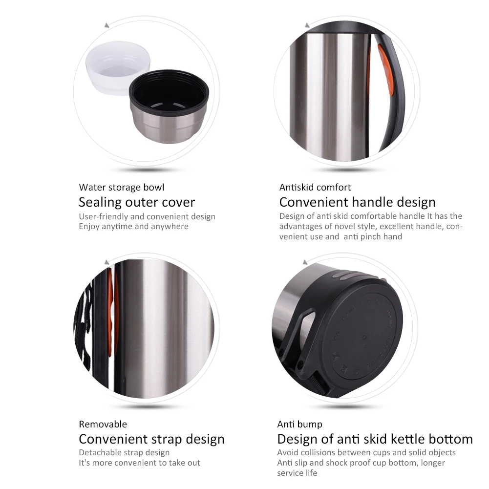 Vacuum Flask Double Wall Stainless Steel Thermos Insulated Sports Water Bottle Mug Cup Portable Stainless Steel Sports Bottle