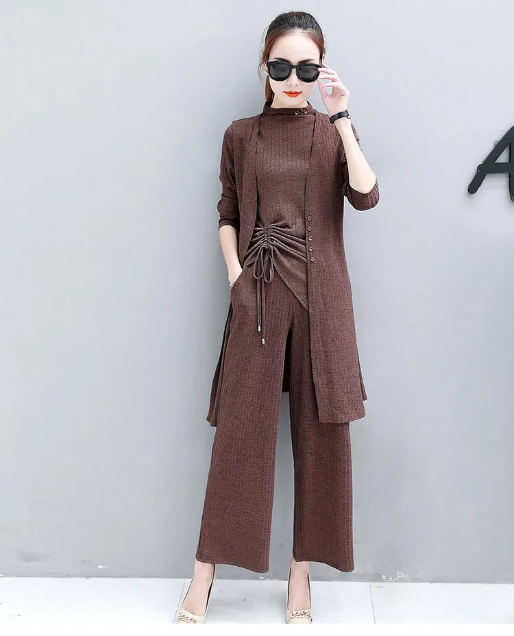 Женский комплект из 3 предметов на весну однотонный жилет без рукавов со