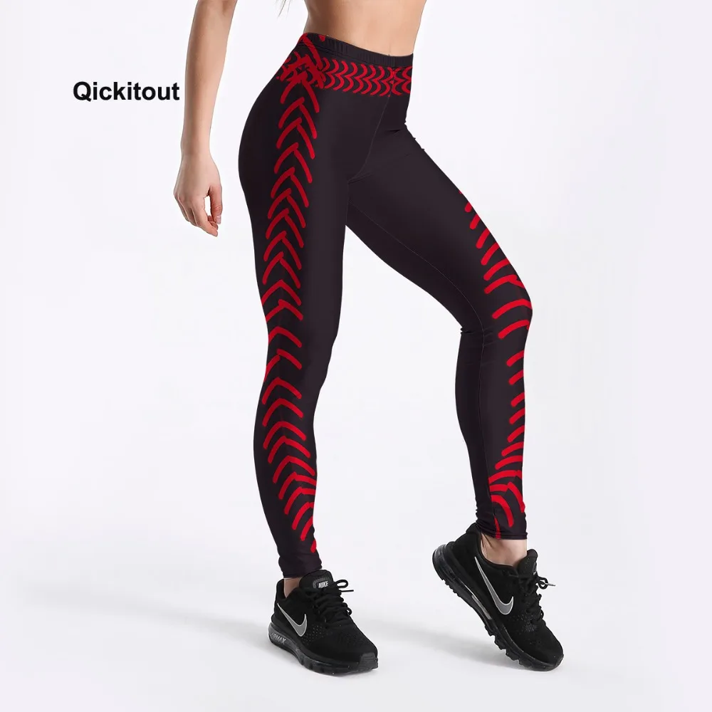 Qickitout, новинка, модные женские леггинсы, рисунок со стрелками, красный, черный цвет, дизайнерские штаны, леггинсы для фитнеса, тренировки, тонкие, в стиле панк, леггинсы для девочек
