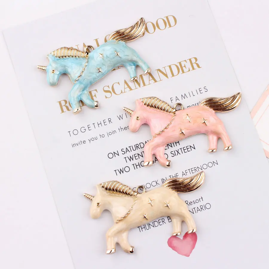 10 шт./лот эмалированная подвеска в виде звезды единорога Подвески подходят для DIY