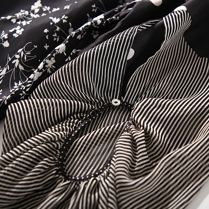 Женское платье из 100% шелка Повседневное с О образным вырезом и рукавами