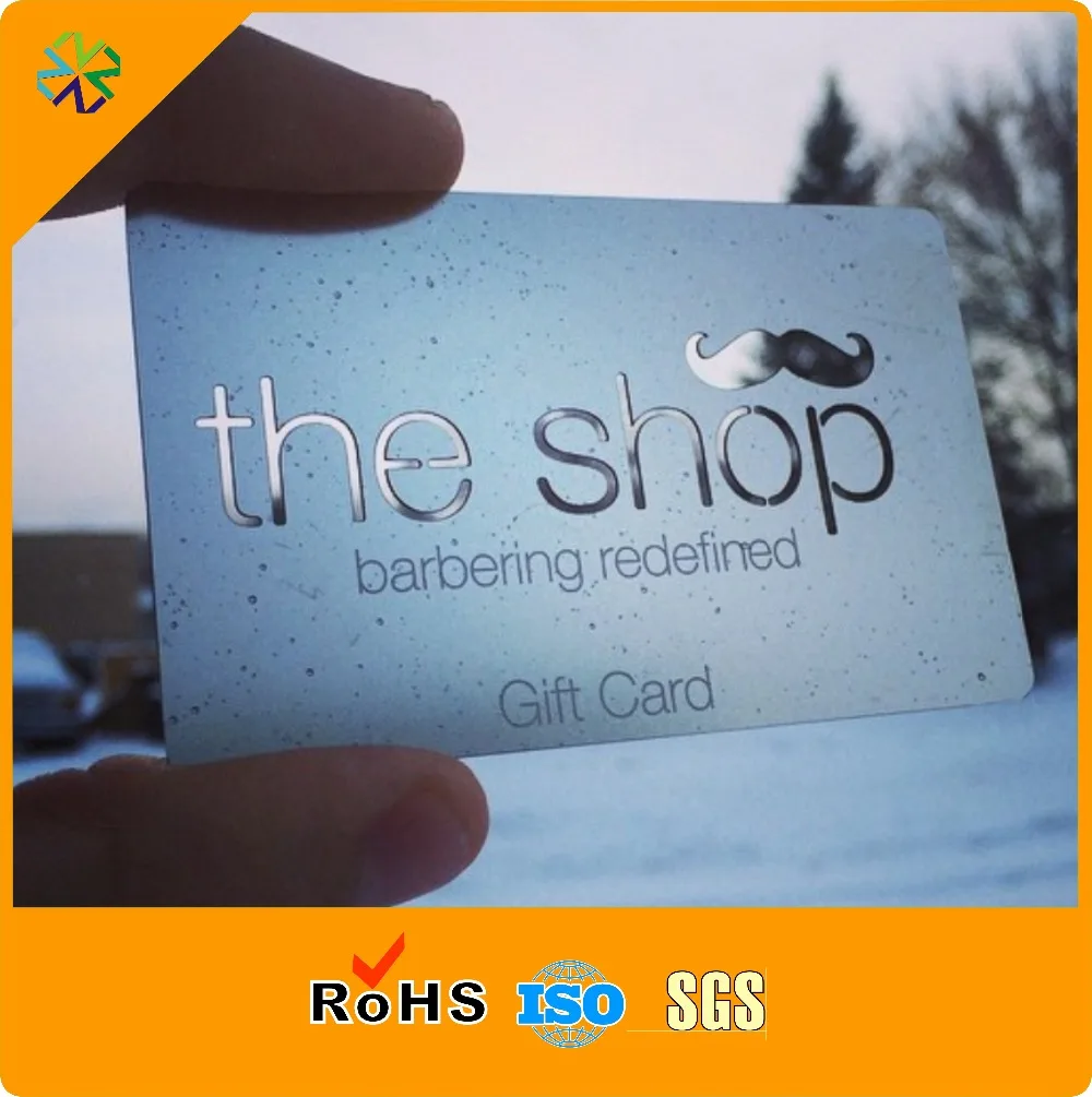 Manufacture!new product!Custom 100pcs spot UV metal gift cards with barcode