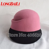 winter fashion patchwork pink and black wool felt knight caps for women beret hats free shipping pwsx034
