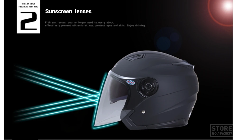 Мотоцикл Jiekai шлем с открытым лицом Мото шлем Motocicleta Cascos Para Moto Racing rcycle винтажные шлемы с двойными линзами черный
