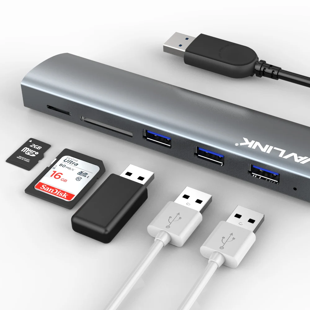 Wavlink высокоскоростной 3 порта USB 3,0 концентратор 5 Гбит/с адаптер концентратор Алюминиевый с SD/Micro SD TF кард-ридер для Macbook ноутбук ПК планшет