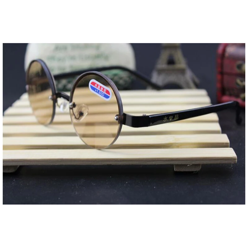 Очки для чтения с кристаллами в круглой металлической оправе мужчин и женщин