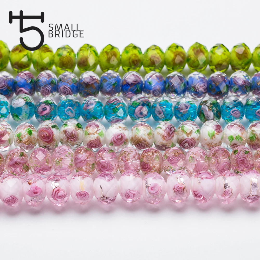 

10mm Large Lampwork Rondelle Beads For Jewelry Making Bracelets Earring Accessories Flower Glass Faceted Beads Wholesale Z370