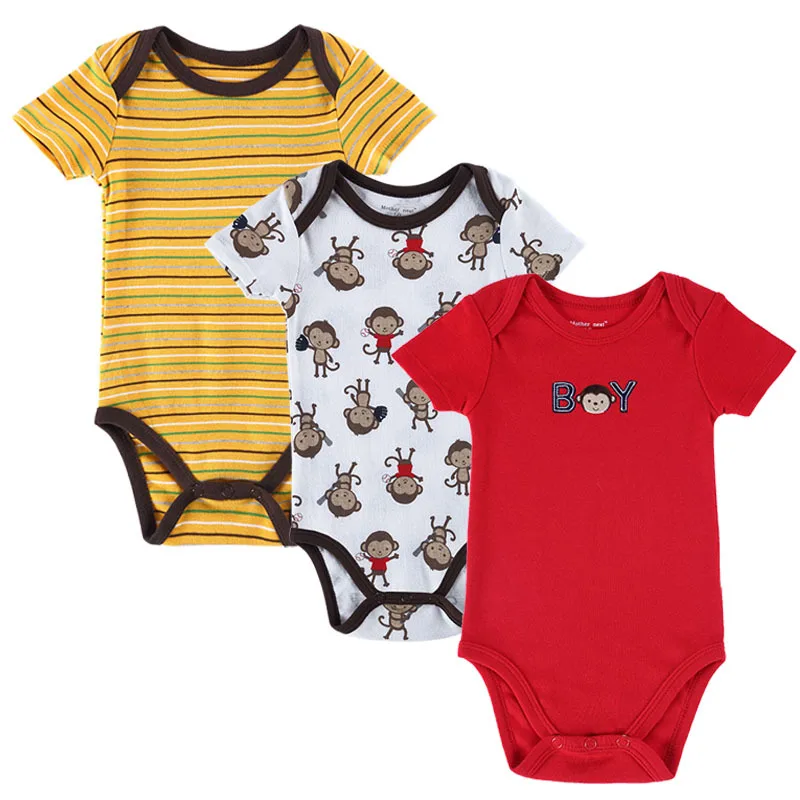 New 3PCS/LOT Baby Boy Rompers Одежда для новорожденных Set Лето Хлопок Girl с коротким рукавом