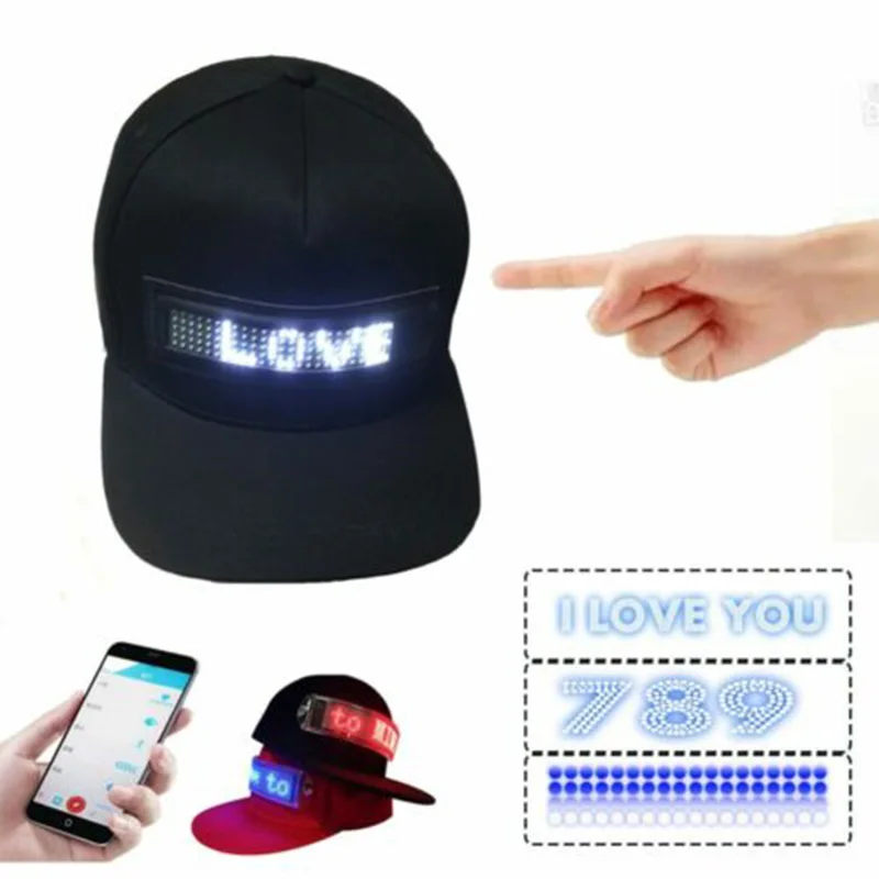 LED Light Up Hat Colorful Cap Cool with Screen Waterproof Smartphone Controlled C55K Sale | Спорт и развлечения