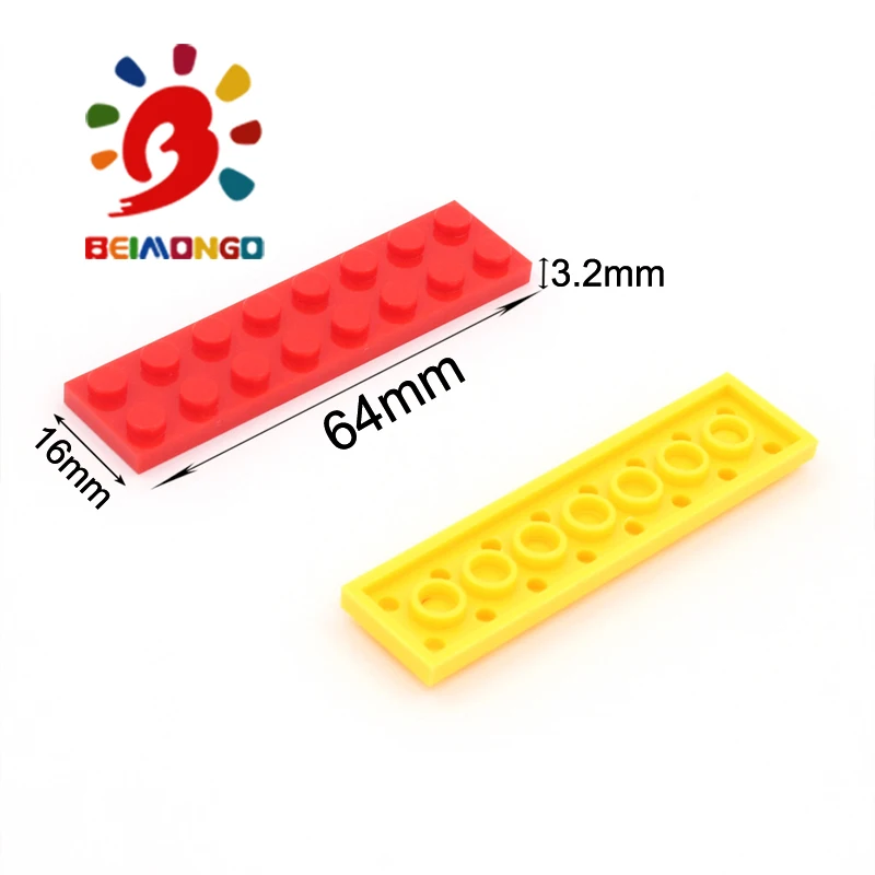 Бесплатная доставка! BEIMONGO блоки пластина 2x8 строительные 60 шт. обучающие и