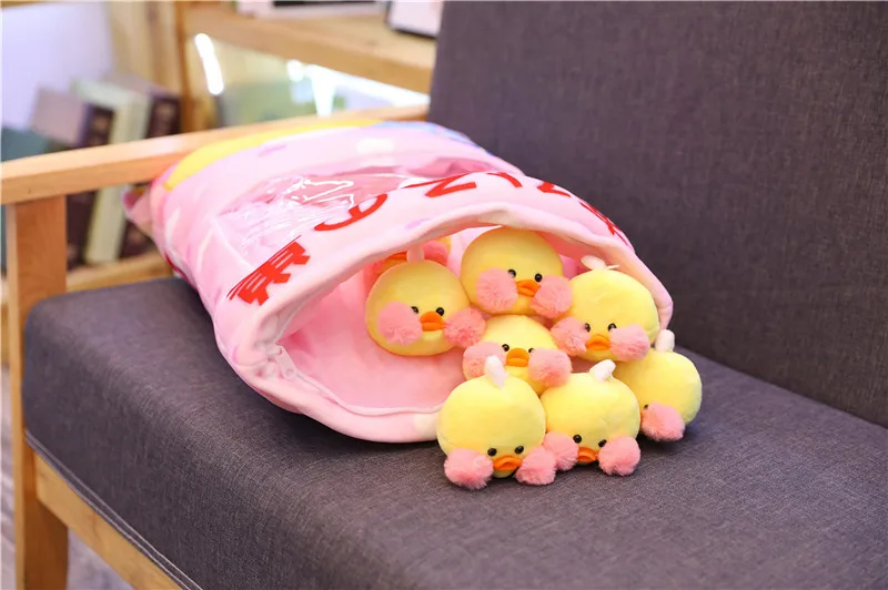 duck Сумка с желтой уткой, плюшевая подушка, Kawaii, кафе, Мими, лалафанфан, Мягкая Плюшевая Кукла кролика, креативные детские игрушки для девочек, рождественские подарки - Цвет: duck