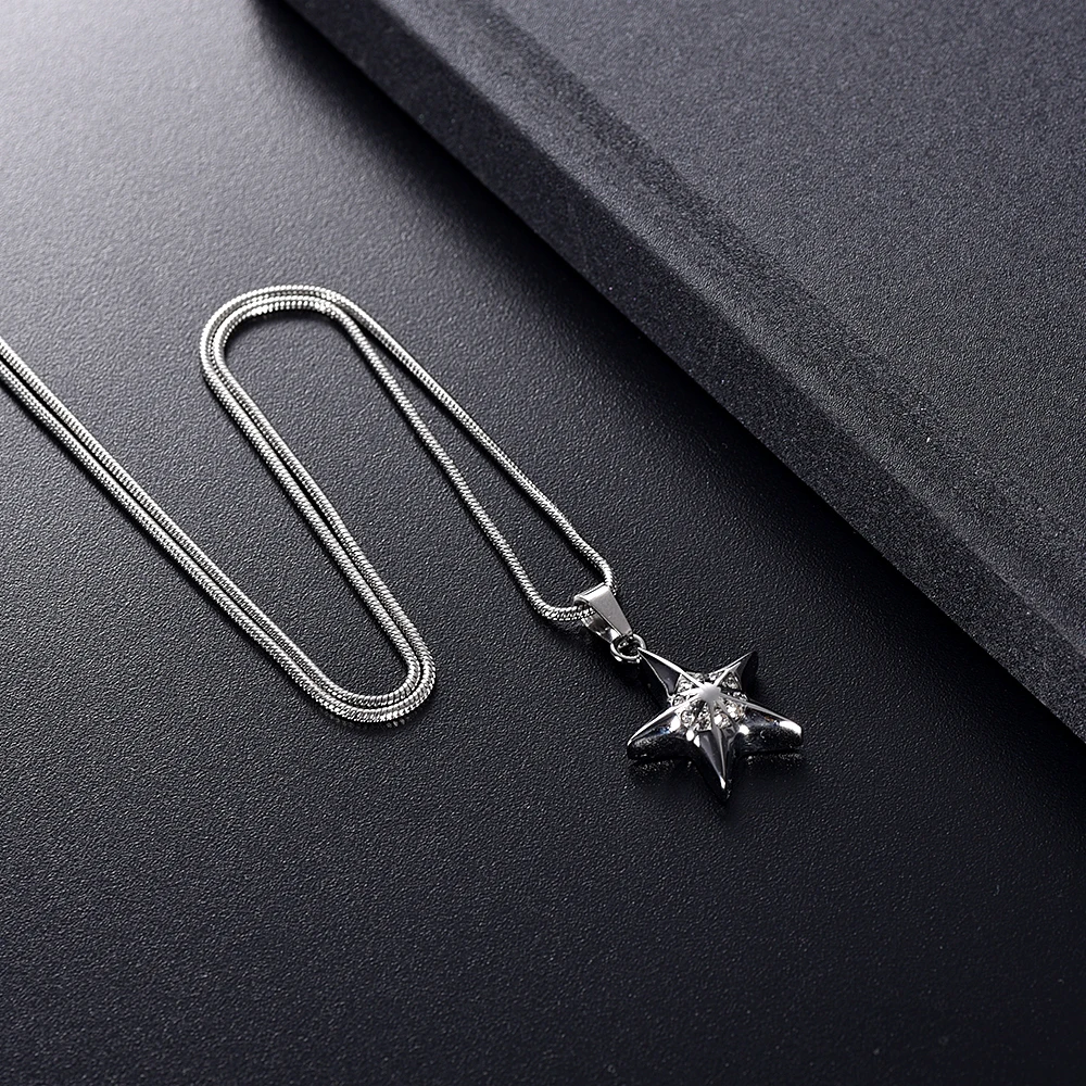 

JJ10927 Hold Clear Crystal Star Stainless Steel Memorial Necklace For Women Men Keepsake Cremation Urn Jewelry Pendant /Funnel