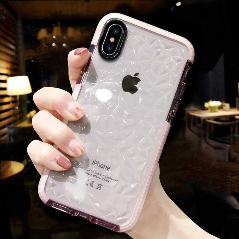 New Fashion Diamond Pattern Case for iPhone X 7 8 6 6S Plus Sillicone Soft Cover For Coque TPU Phone Cases KONSMART |