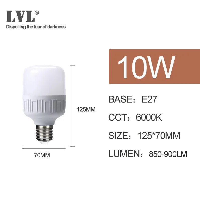 10W-6000K E27 Светодиодный светильник переменного тока 220 в 230 в 240 В реальная мощность 5 Вт 7 Вт 10 Вт 15 Вт 22 Вт 30 Вт 35 Вт домашнее освещение - Испускаемый цвет: 10W-6000K