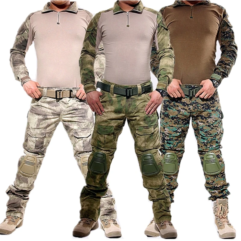 Tactical military uniform jacket army of the military combat uniform tactical pants with knee pads camouflage hunter clothes military tactical army uniform with knee pads jacket pants suit clothing camouflage sets outdoor hunting combat airsoft uniform